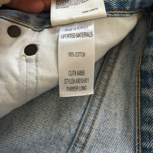 Agolde Blue Distressed Jean Shorts with Frayed Hem - Picture 5 of 5